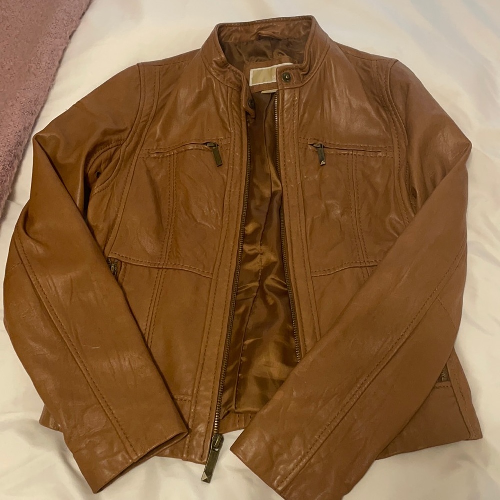 Michael Kors Brown Leather Jacket